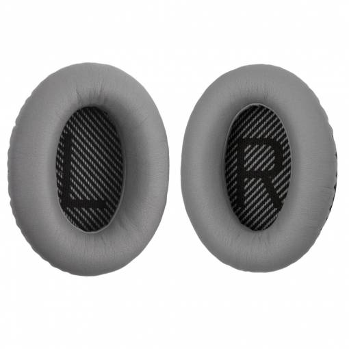Foto - Náhradné kožené náušníky pre slúchadlá Bose QuietComfort 2, 15, 25 a 35 - Sivé s čiernym vnútrom