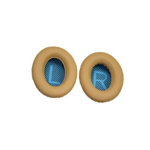 Foto - Náhradné kožené náušníky pre slúchadlá Bose QuietComfort 2, 15, 25 a 35 - Kaki s modrým vnútrom