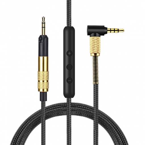 Foto - Náhradný Audio kábel s ovládacím panelom pre slúchadlá Sennheiser - Čierno zlatý