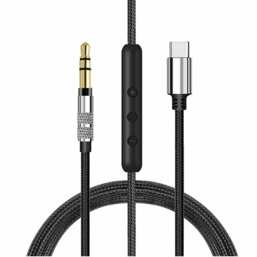 Foto - Audio kábel pre slúchadlá Sony MDR-100A, 100AAP, H600A, 100ABN, H900N, 1A a 1ADAC - Čierny, nylonový